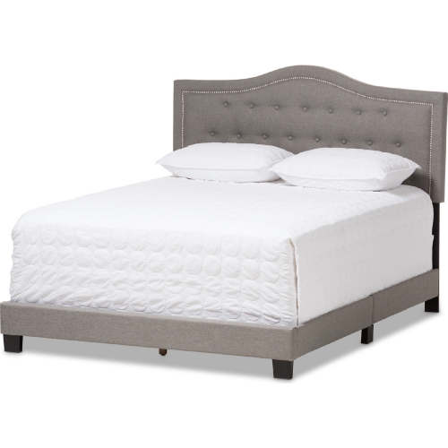 Emerson Queen Bed in Light Gray Fabric